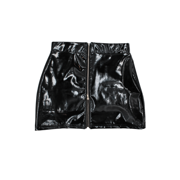 Jupe noire en simili cuir avec zip Lara